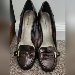 Bandolino Bronze Metallic Leather Heels Pumps Gold Hardware  Sz 10 M